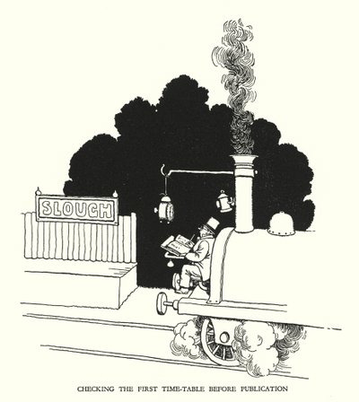 Illustrazione per Railway Ribaldry di W Heath Robinson da William Heath Robinson