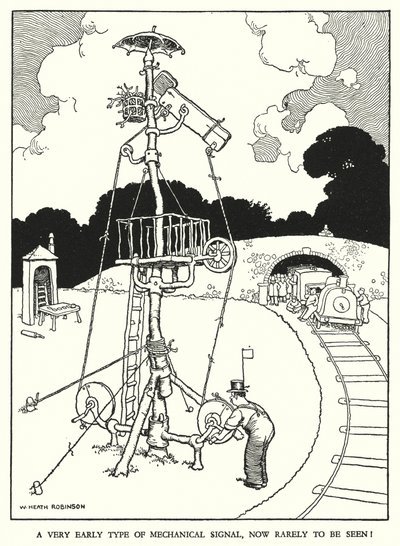 Illustrazione per Railway Ribaldry di W Heath Robinson da William Heath Robinson