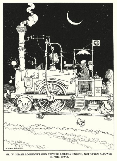 Illustrazione per Railway Ribaldry di W Heath Robinson da William Heath Robinson