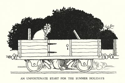 Illustrazione per Railway Ribaldry di W Heath Robinson da William Heath Robinson