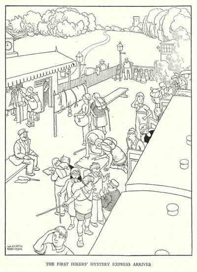 Illustrazione per Railway Ribaldry di W Heath Robinson da William Heath Robinson