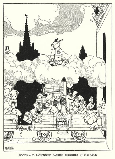 Illustrazione per Railway Ribaldry di W Heath Robinson da William Heath Robinson