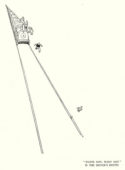Illustrazione per Railway Ribaldry di W Heath Robinson da William Heath Robinson