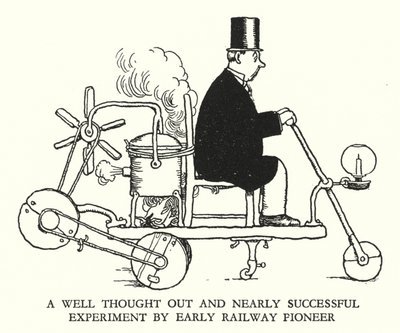 Illustrazione per Railway Ribaldry di W Heath Robinson (litografia) da William Heath Robinson