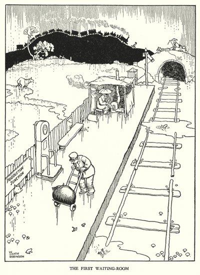 Illustrazione per Railway Ribaldry di W Heath Robinson (litografia) da William Heath Robinson