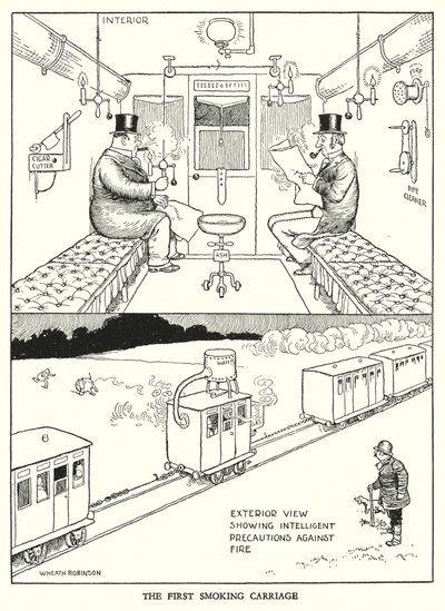 Illustrazione per Railway Ribaldry di W Heath Robinson (litografia) da William Heath Robinson