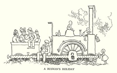Illustrazione per Railway Ribaldry di W Heath Robinson (litografia) da William Heath Robinson