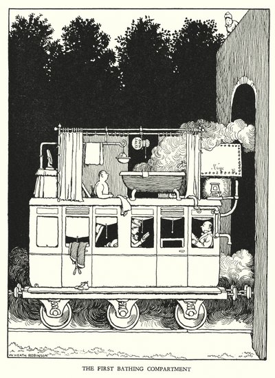 Illustrazione per Railway Ribaldry di W Heath Robinson (litografia) da William Heath Robinson