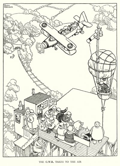 Illustrazione per Railway Ribaldry di W Heath Robinson (litografia) da William Heath Robinson