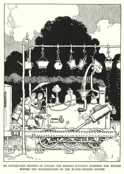 Illustrazione per Railway Ribaldry di W Heath Robinson da William Heath Robinson