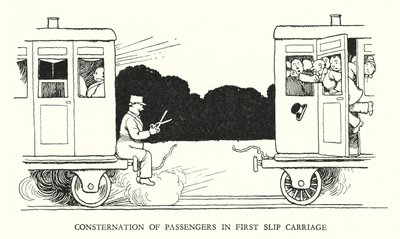Illustrazione per Railway Ribaldry di W Heath Robinson da William Heath Robinson