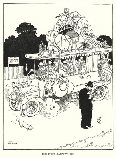 Illustrazione per Railway Ribaldry di W Heath Robinson da William Heath Robinson