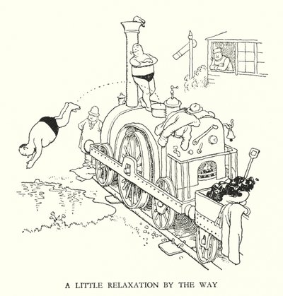 Illustrazione per Railway Ribaldry di W Heath Robinson da William Heath Robinson