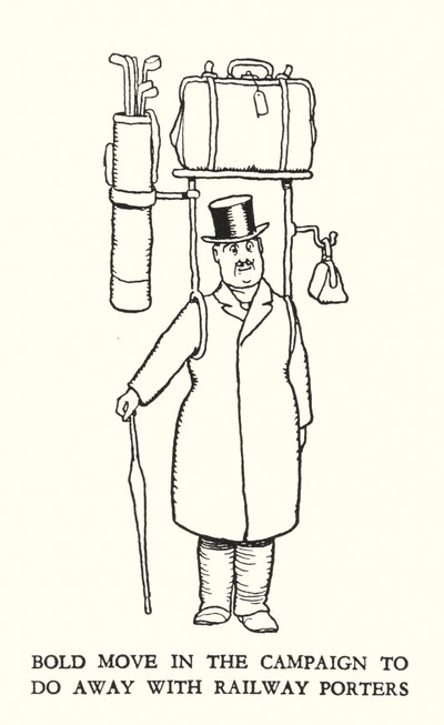 Illustrazione per Railway Ribaldry di W Heath Robinson da William Heath Robinson