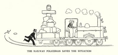 Illustrazione per Railway Ribaldry di W Heath Robinson da William Heath Robinson