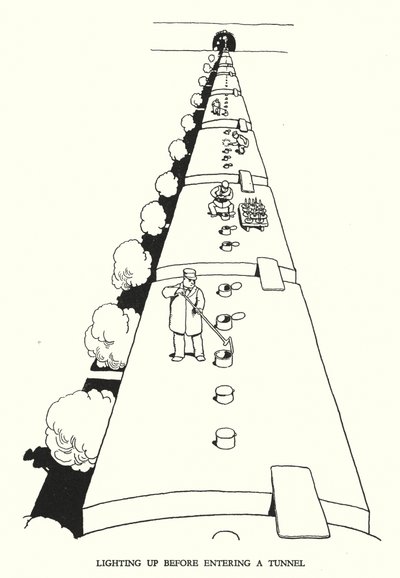 Illustrazione per Railway Ribaldry di W Heath Robinson da William Heath Robinson