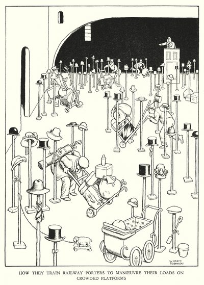 Illustrazione per Railway Ribaldry di W Heath Robinson da William Heath Robinson