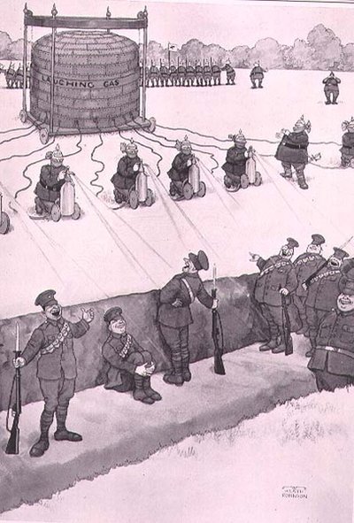 Attacco di gas esilarante, da "Alcune terribili immagini di guerra" da William Heath Robinson