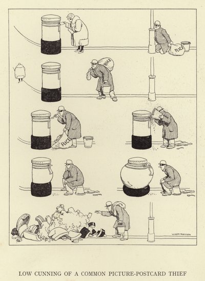 La bassa astuzia di un comune ladro di cartoline da William Heath Robinson