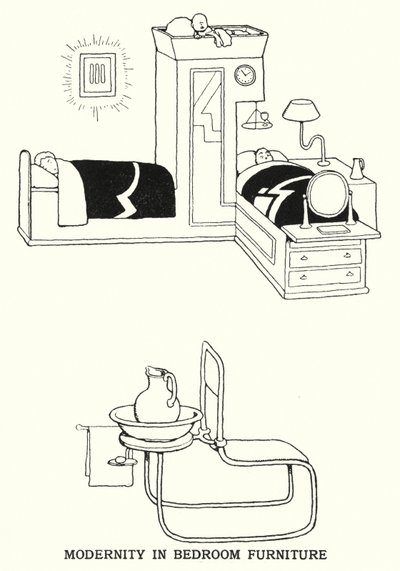 Modernità nei mobili da camera da William Heath Robinson