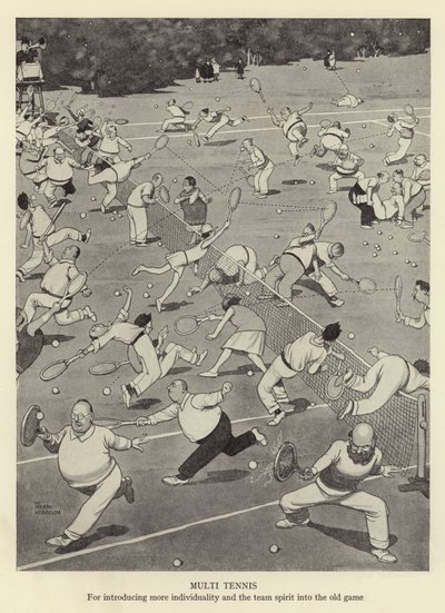 Multi tennis, per introdurre più individualità e spirito di squadra nel vecchio gioco da William Heath Robinson