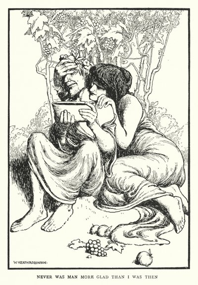 Mai uomo fu più felice di me allora (litografia) da William Heath Robinson