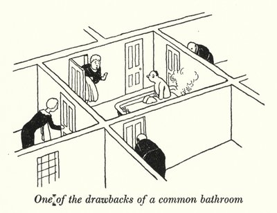 Uno degli svantaggi di un bagno comune da William Heath Robinson