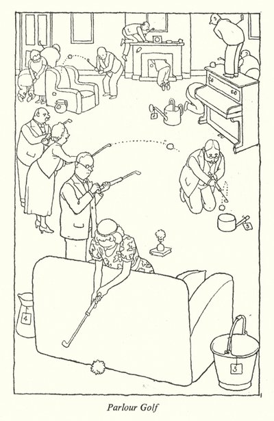 Golf in salotto da William Heath Robinson