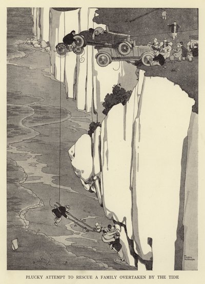 Tentativo coraggioso di salvare una famiglia sorpresa dalla marea da William Heath Robinson