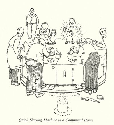 Macchina per la rasatura rapida in una casa comune da William Heath Robinson
