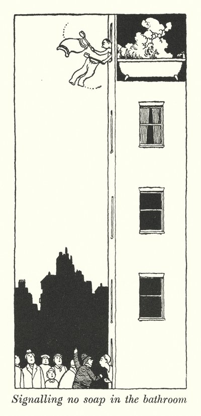 Segnalazione di mancanza di sapone in bagno da William Heath Robinson