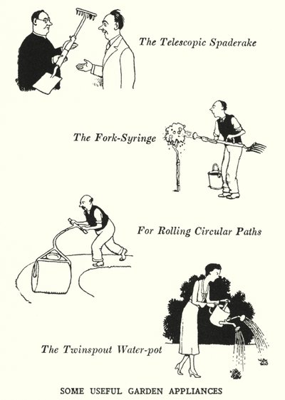 Alcuni utili attrezzi da giardino da William Heath Robinson