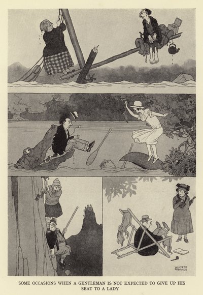 Alcune occasioni in cui un gentiluomo non è tenuto a cedere il suo posto a una signora da William Heath Robinson