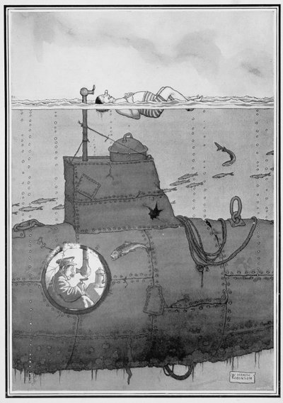 Sottomarino, da Alcune Immagini di Guerra Spaventose, 1915 da William Heath Robinson