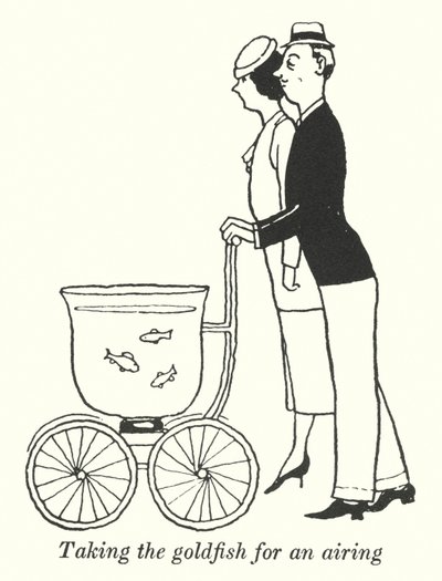 Portare il pesce rosso a fare un giro (litografia) da William Heath Robinson