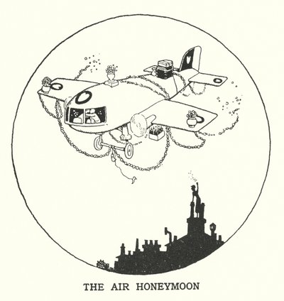 La luna di miele in aria (litografia) da William Heath Robinson