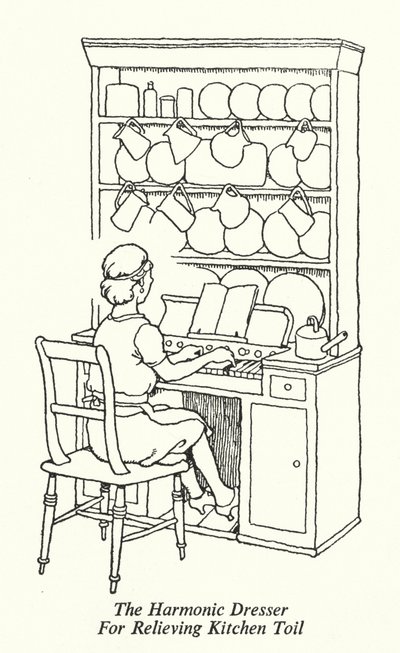 Il comò armonico per alleviare la fatica in cucina da William Heath Robinson