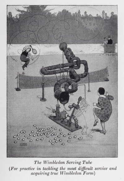 Il tubo di servizio di Wimbledon, per esercitarsi nel servizio più difficile e acquisire la vera forma di Wimbledon da William Heath Robinson