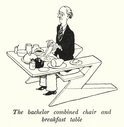 La sedia combinata e tavolo da colazione per scapoli da William Heath Robinson