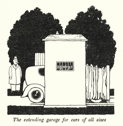 Il garage estensibile per auto di tutte le dimensioni da William Heath Robinson