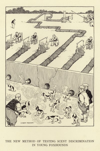 Il nuovo metodo di testare la discriminazione degli odori nei giovani segugi da William Heath Robinson
