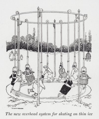 Il nuovo sistema aereo per pattinare sul ghiaccio sottile da William Heath Robinson