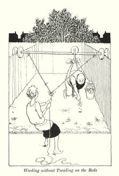 Diserbo senza Calpestare i Letti da William Heath Robinson