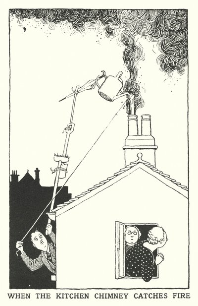 Quando il camino della cucina prende fuoco da William Heath Robinson