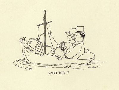 Dove, coppia sposata che parte per il mare della vita matrimoniale da William Heath Robinson