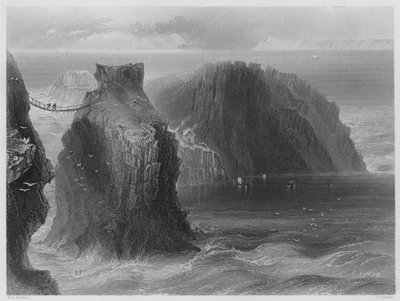 Carrick a Rede, Contea di Antrim (incisione) da William Henry (after) Bartlett