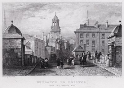 Ingresso a Bristol, dalla Strada di Londra (incisione) da William Henry (after) Bartlett