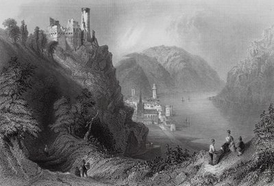 Oberwesel e il castello di Schomberg da William Henry (after) Bartlett