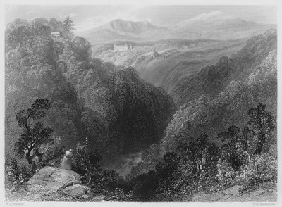 Powerscourt dal Dargle, Contea di Wicklow (incisione) da William Henry (after) Bartlett