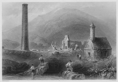 Torre Rotonda, ecc., Glendalough, Contea di Wicklow da William Henry (after) Bartlett
